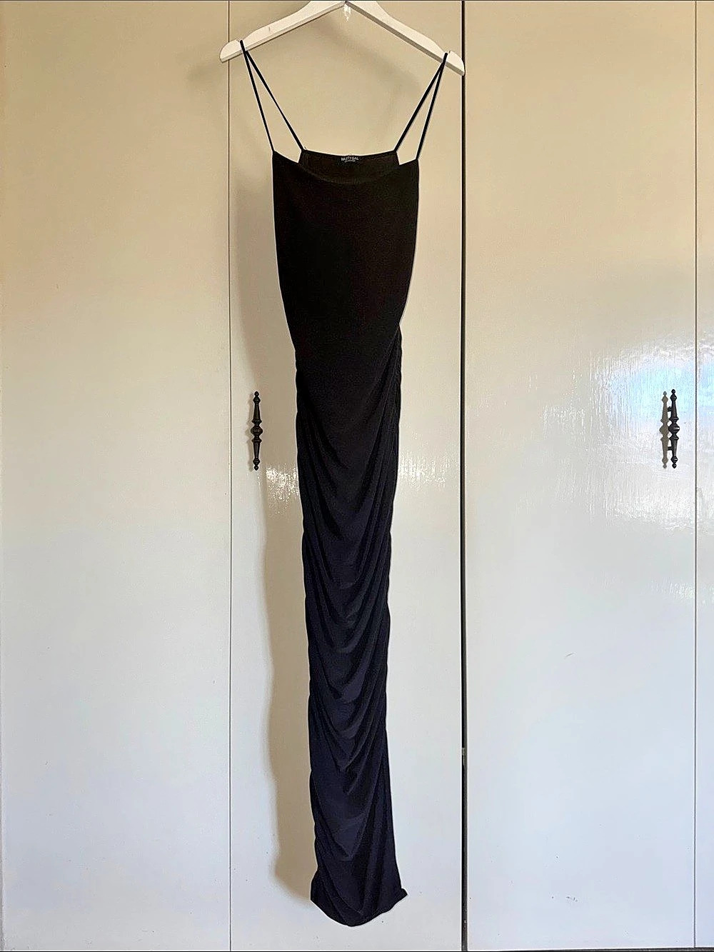 Ruched Black Maxi Dress